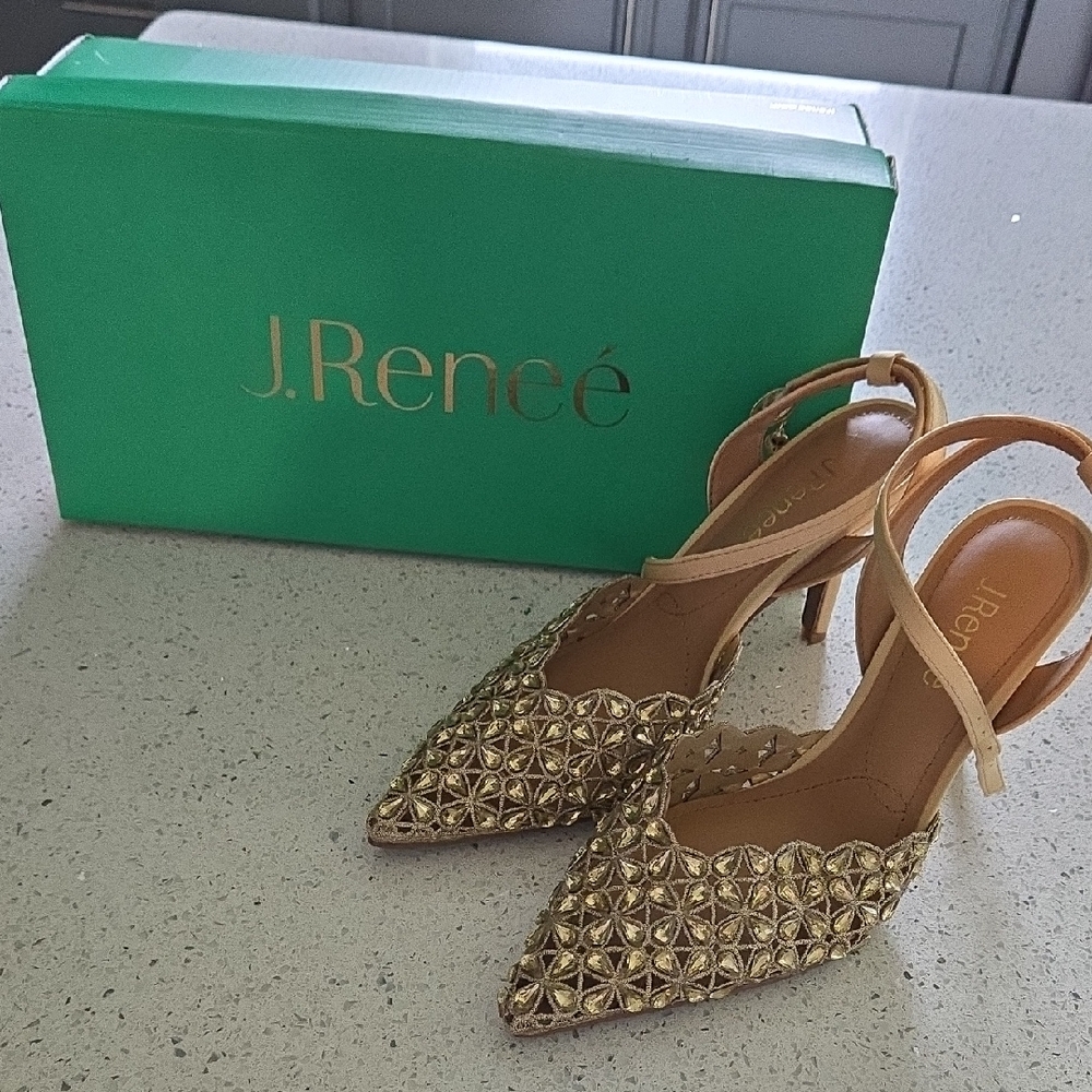 J.Renee Gold Women's Heels 8